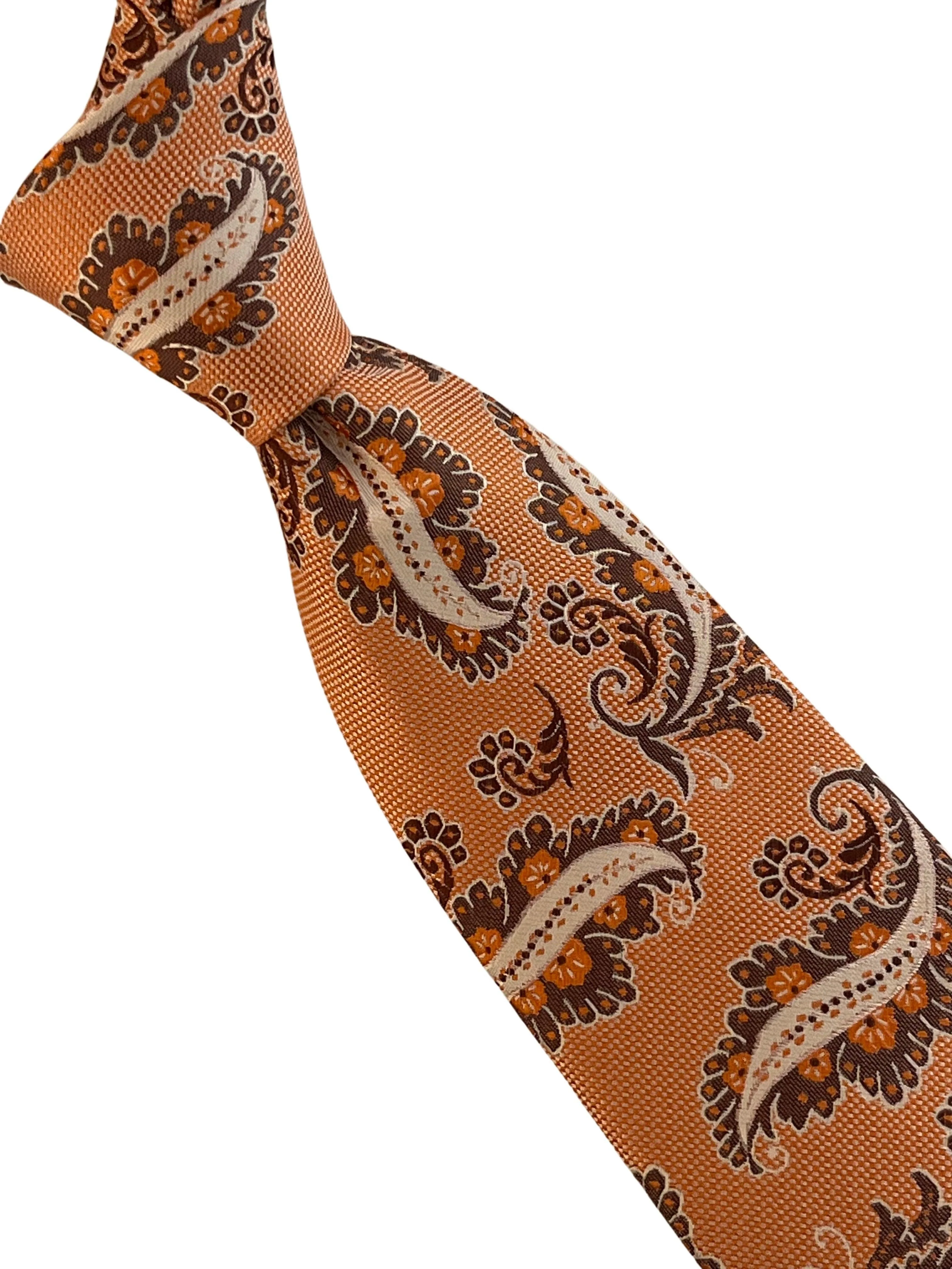 Apricot peach orange paisley  necktie - Image 5