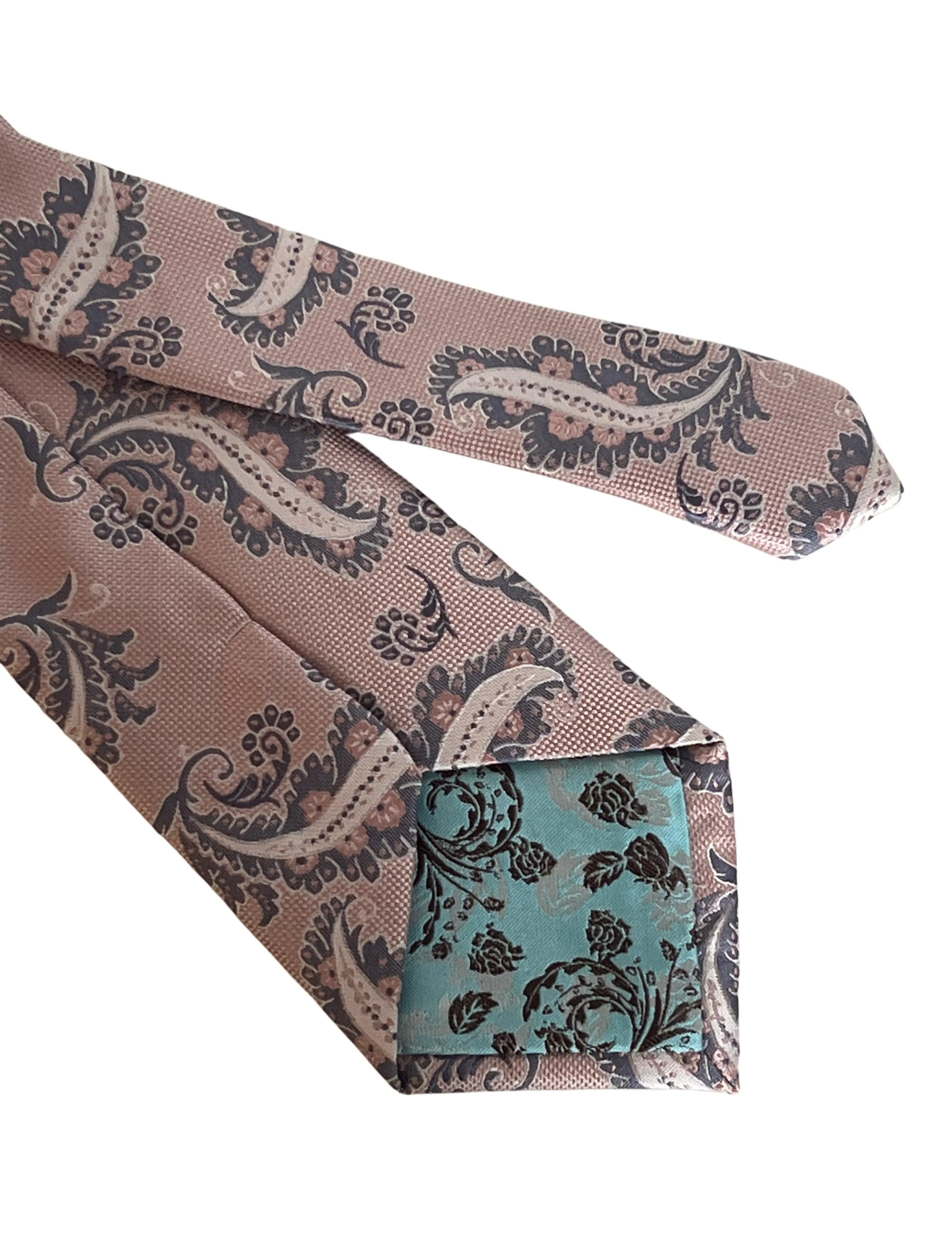 Baby, light, pastel, powder, candyfloss, bubble-gum, blush pink paisley tie - Image 4