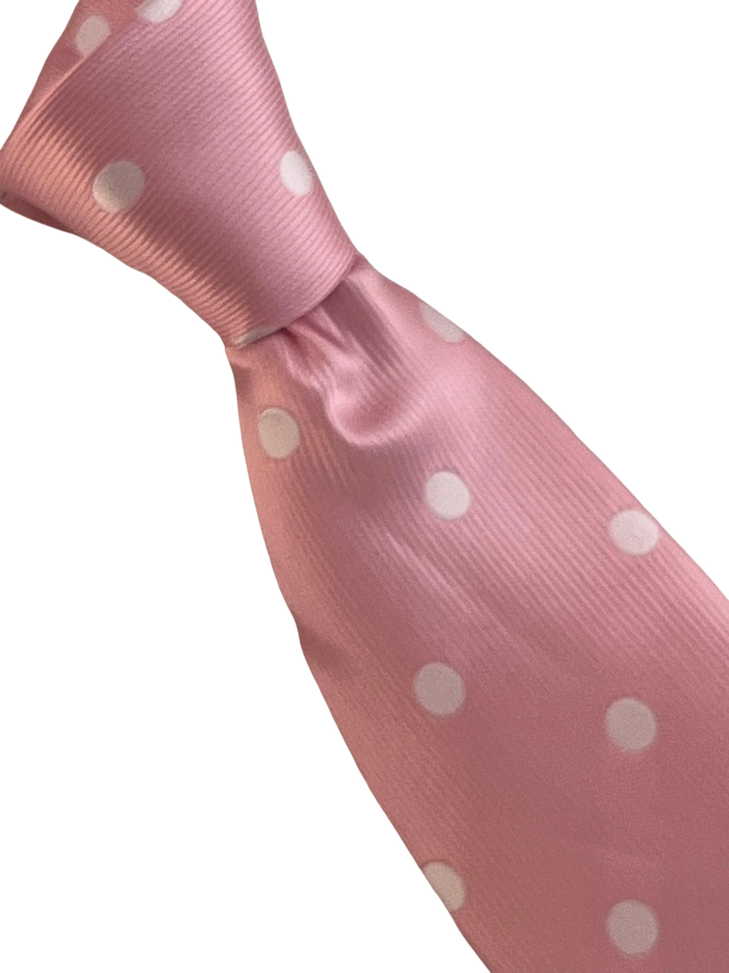 Baby, light, pastel, powder, candyfloss, bubblegum, blush pink tie with white polka spots - Image 5