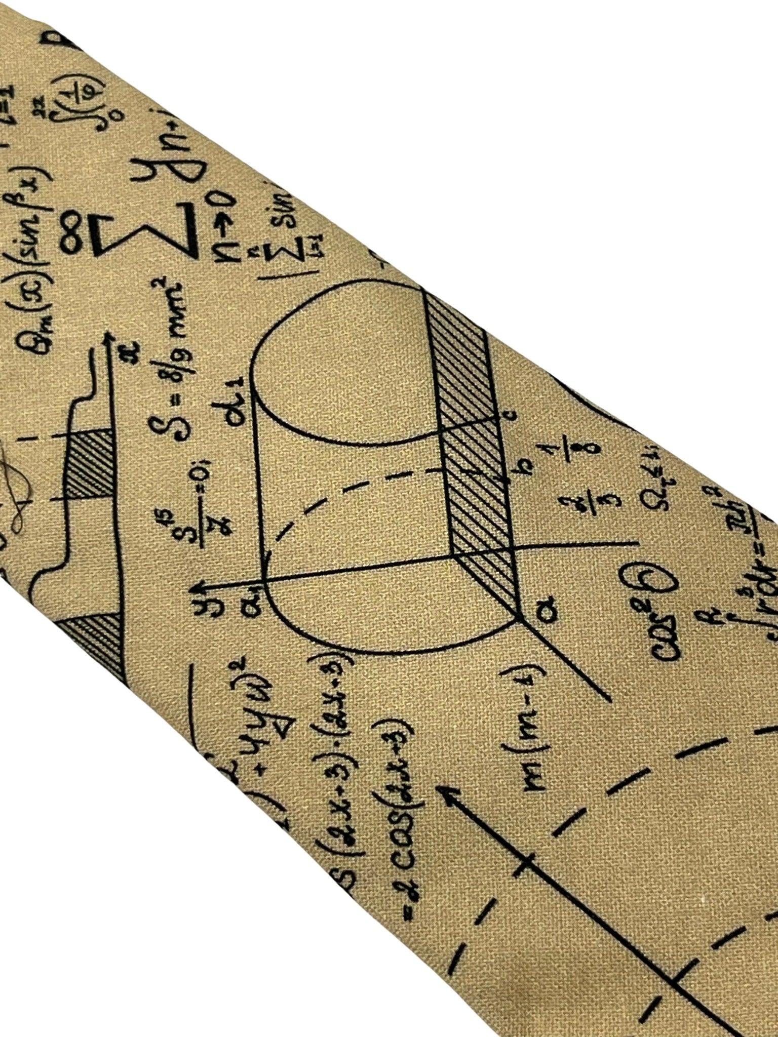 Beige cream gold  with maths equations algebra Einstein tie - Image 3
