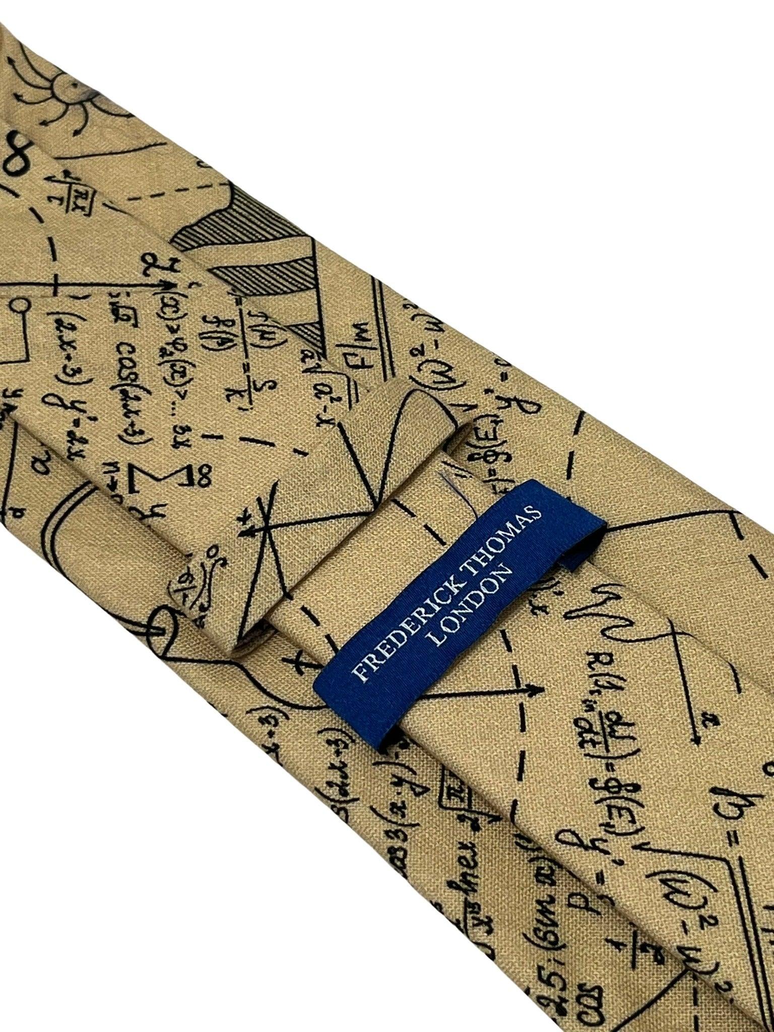 Beige cream gold  with maths equations algebra Einstein tie - Image 4
