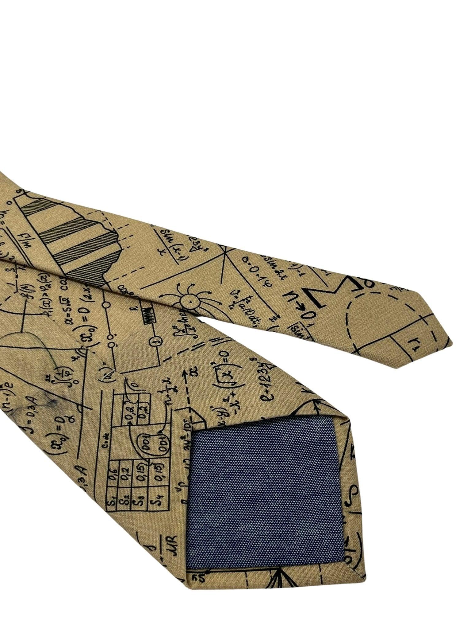 Beige cream gold  with maths equations algebra Einstein tie - Image 5