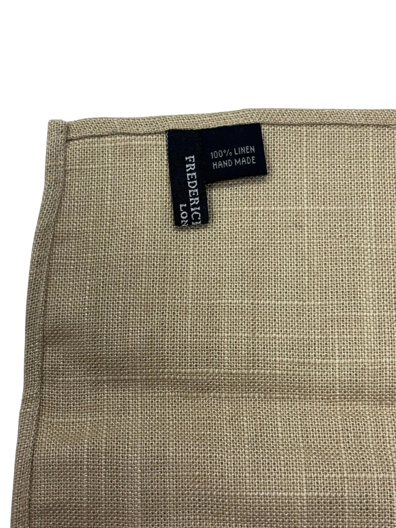 beige cream linen textured  pocket square - Image 2