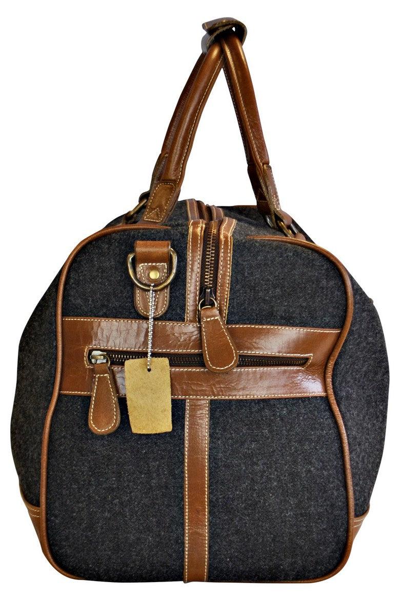 Charcoal grey tweed weekend bag - Image 4