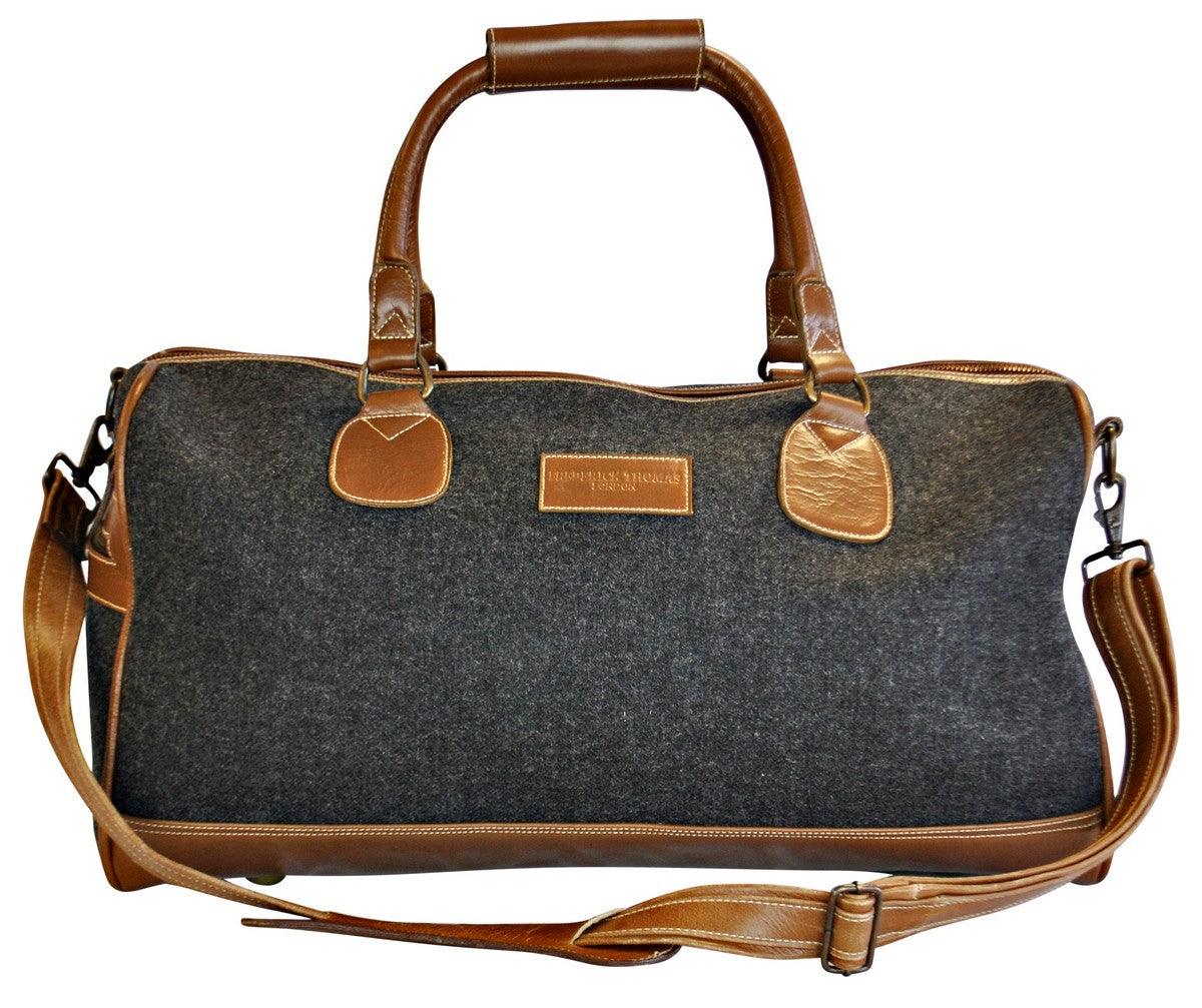 Charcoal grey tweed weekend bag - Image 5
