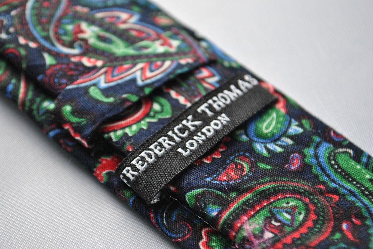 black and multicoloured paisley linen tie - Image 3