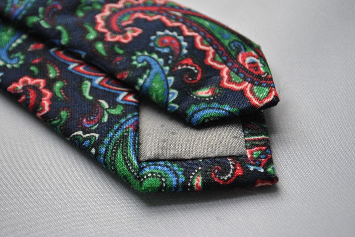 black and multicoloured paisley linen tie - Image 4