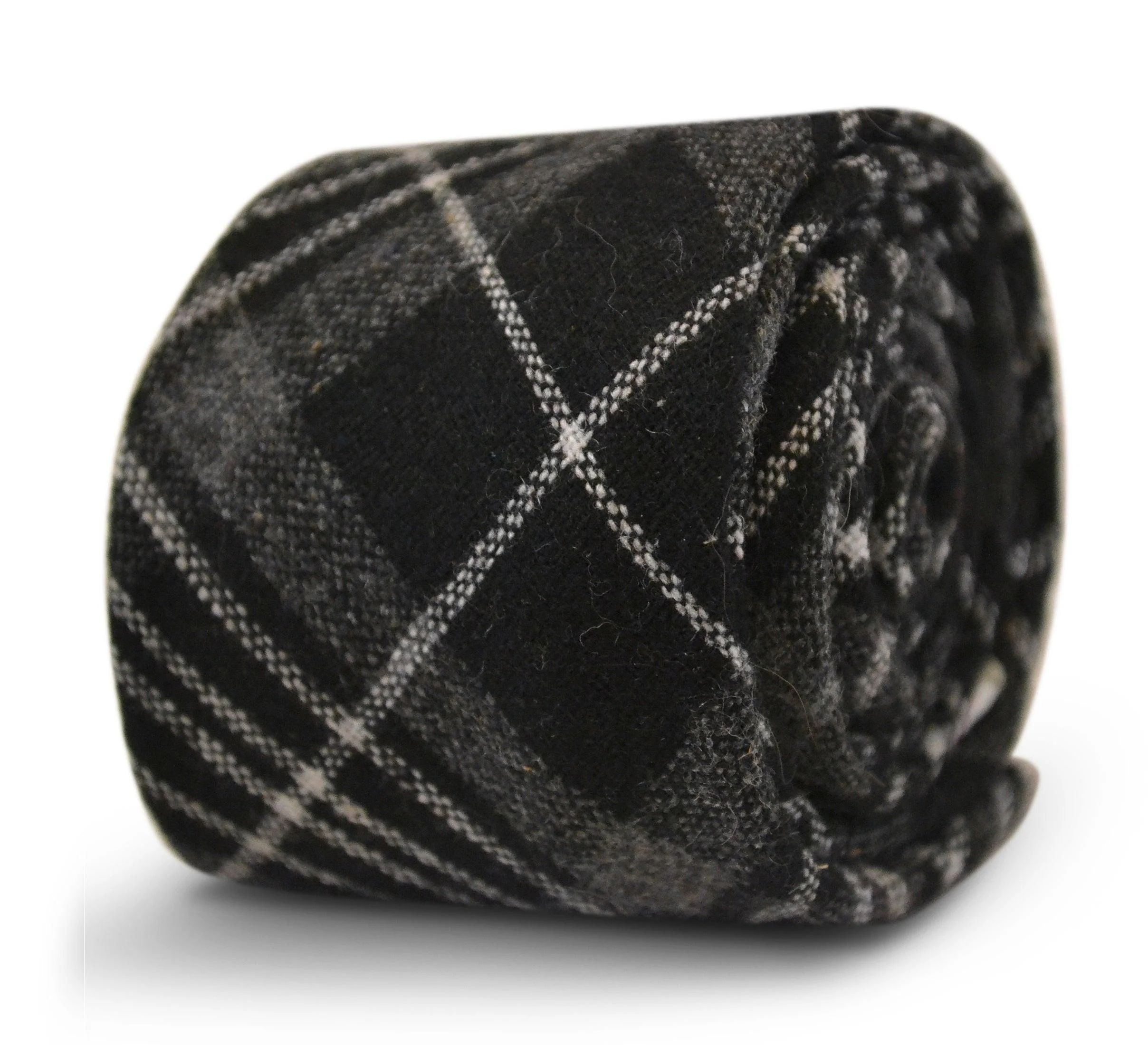 black and white check slim wool tie