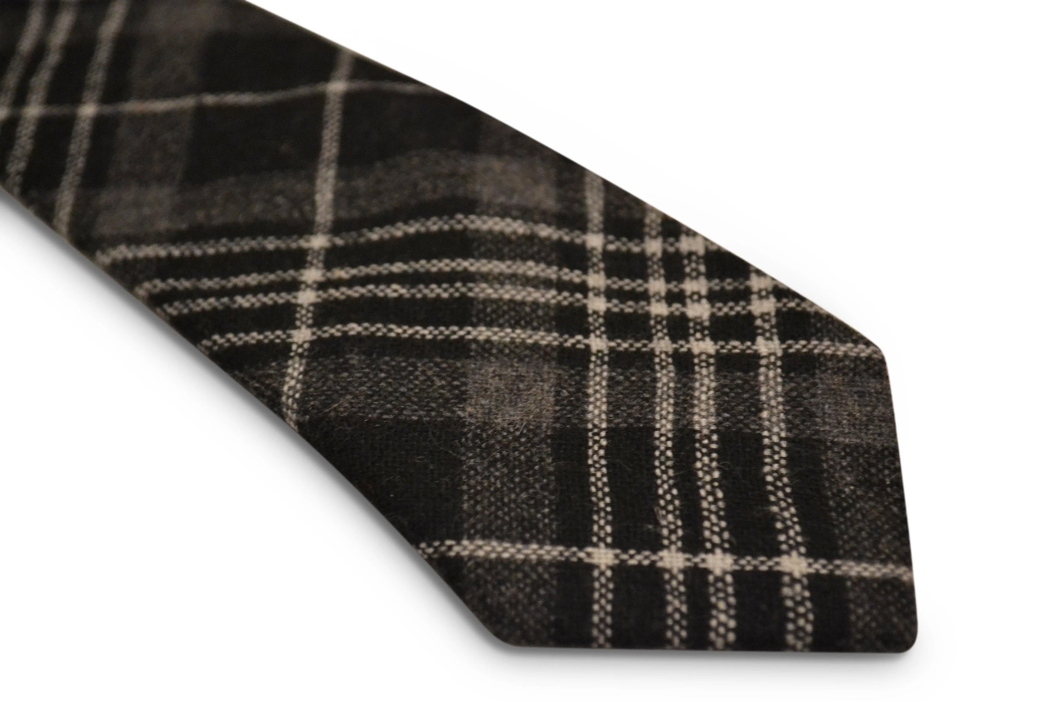 black and white check slim wool tie - Image 4