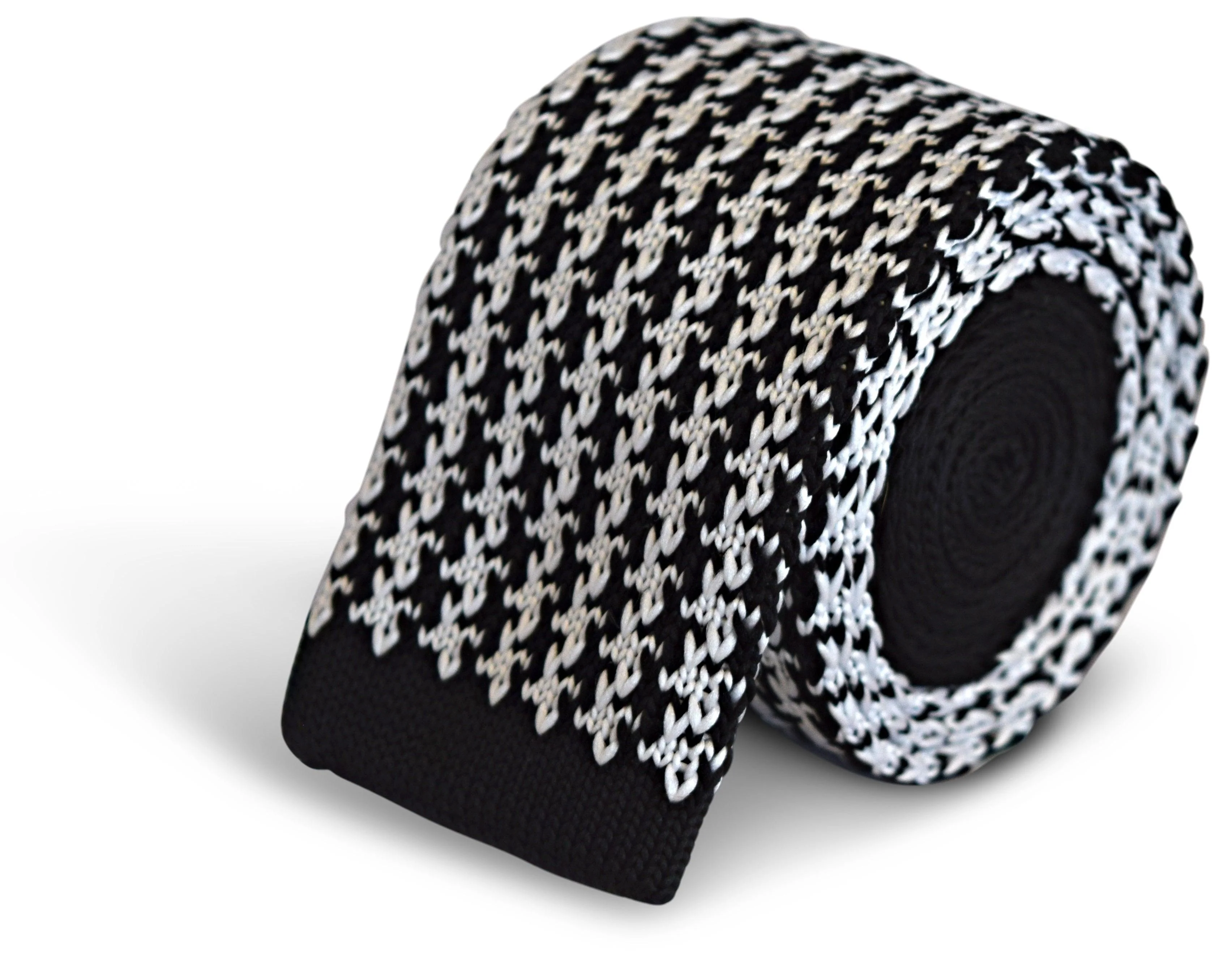 black and white dogstooth knitted tie - Image 2