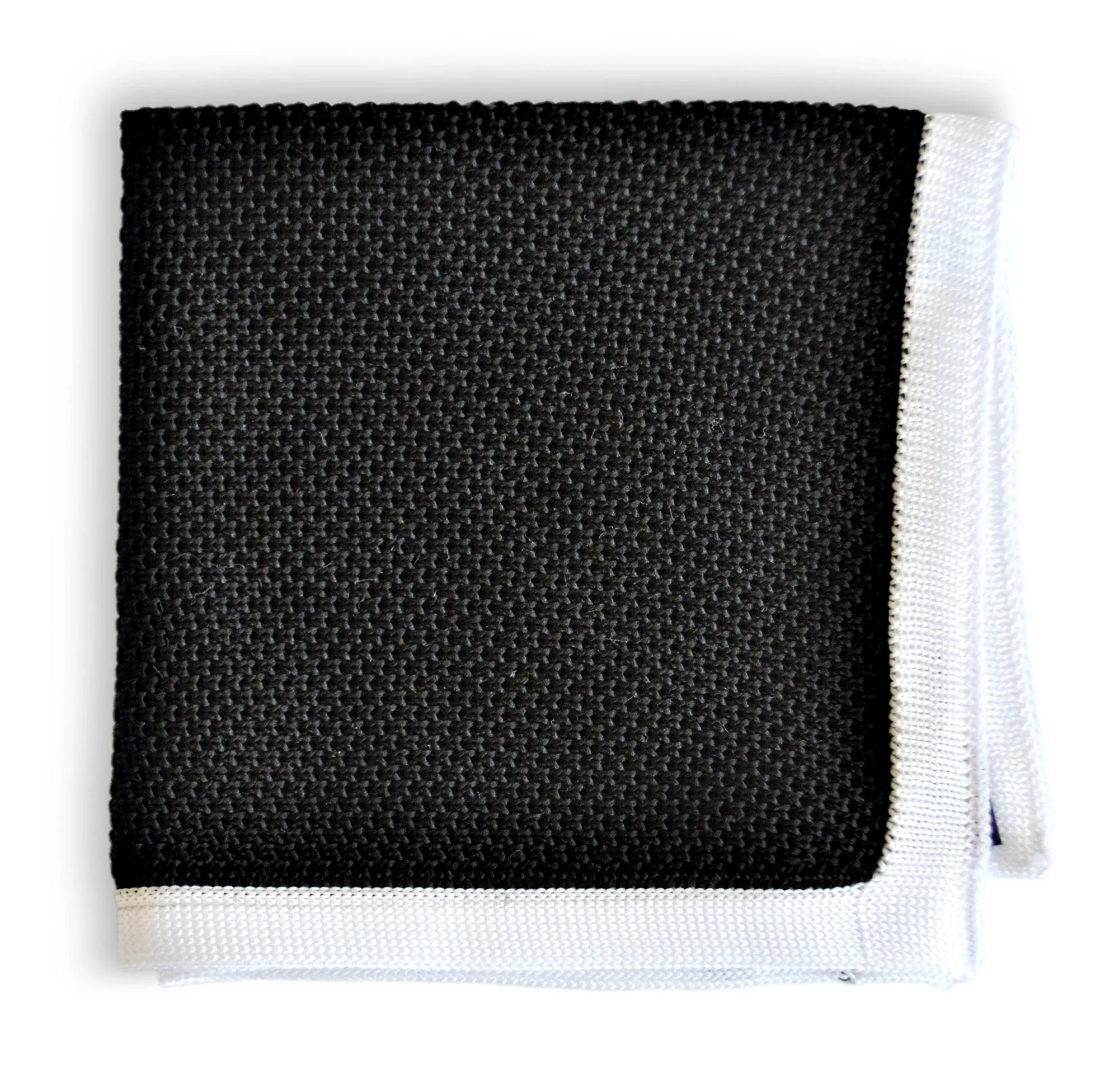 black knitted pocket square with white edging - Image 3