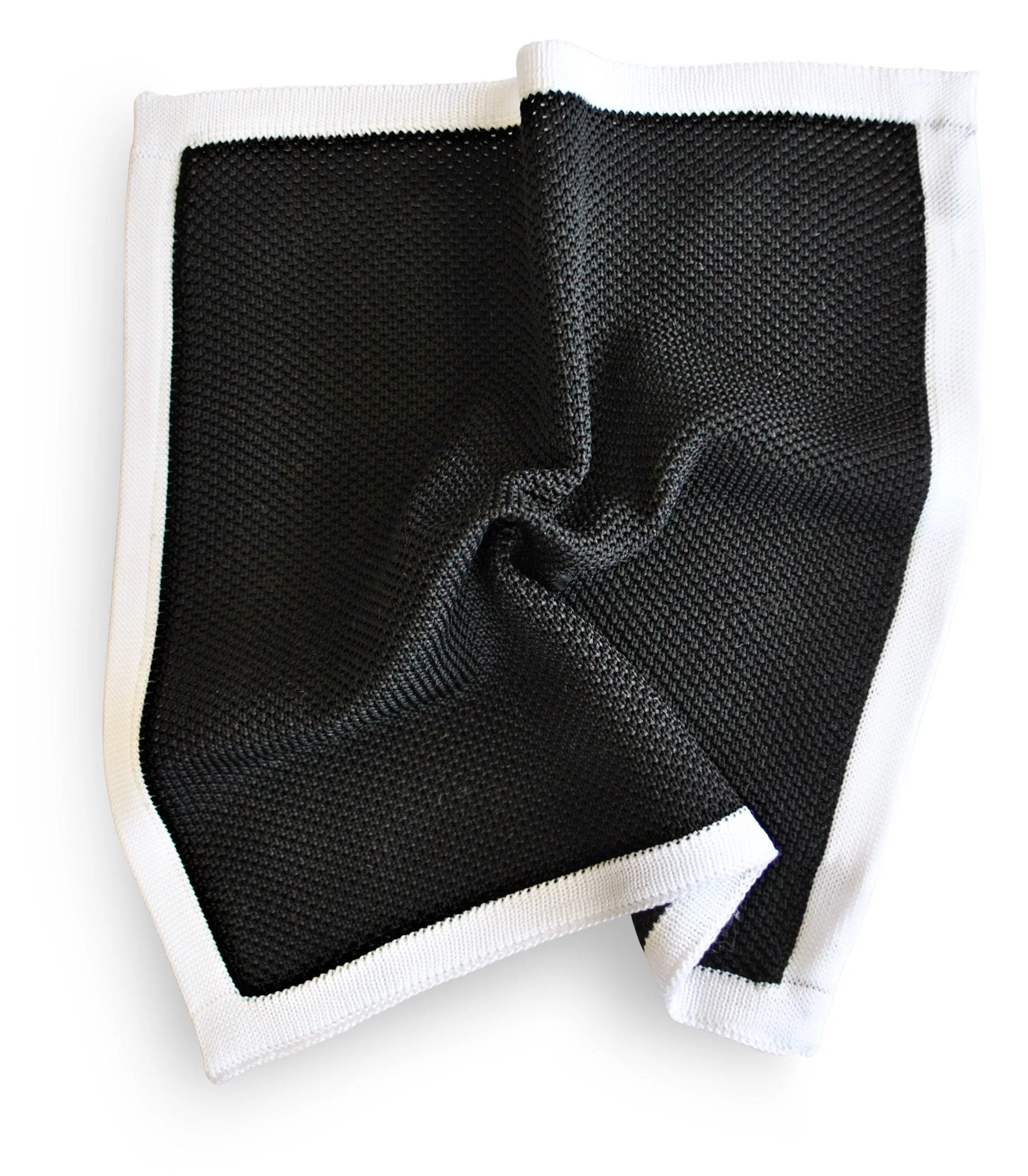 black knitted pocket square with white edging - Image 4