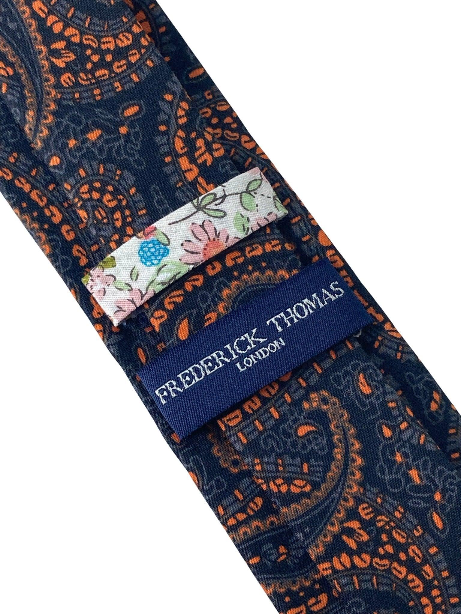 black & orange paisley  100% cotton tie - Image 3
