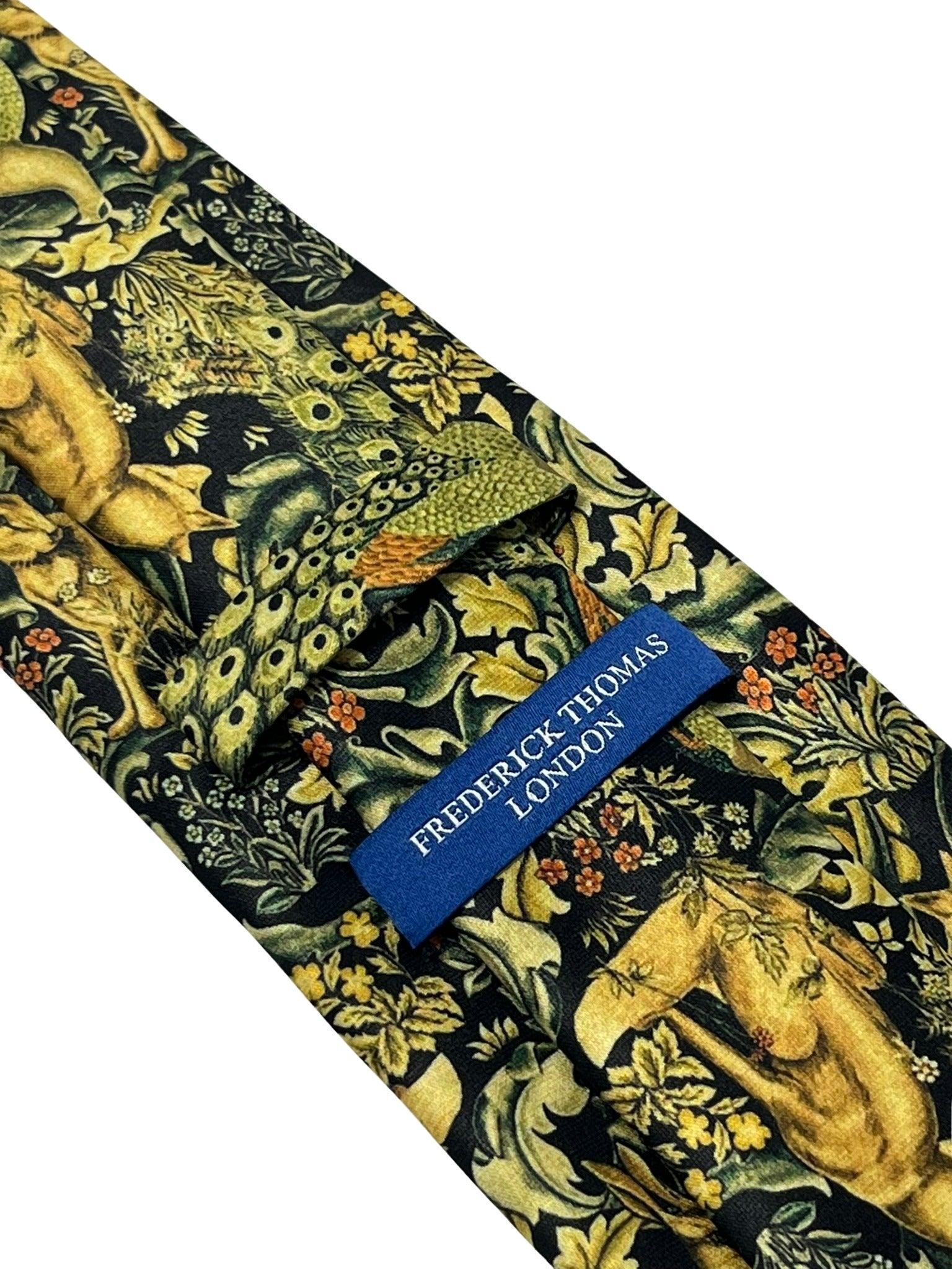 Black tie with peacock hare rabbit woodland liberty style - Image 4
