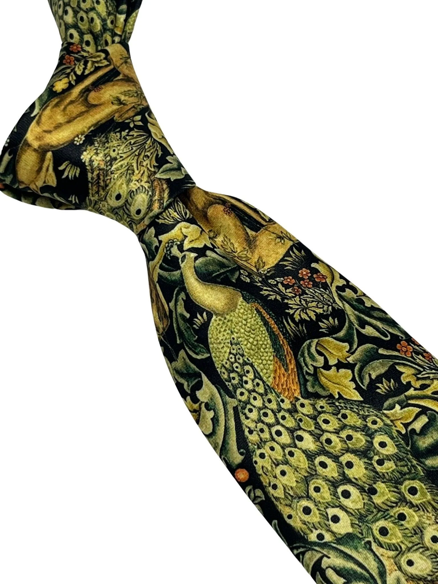 Black tie with peacock hare rabbit woodland liberty style - Image 6