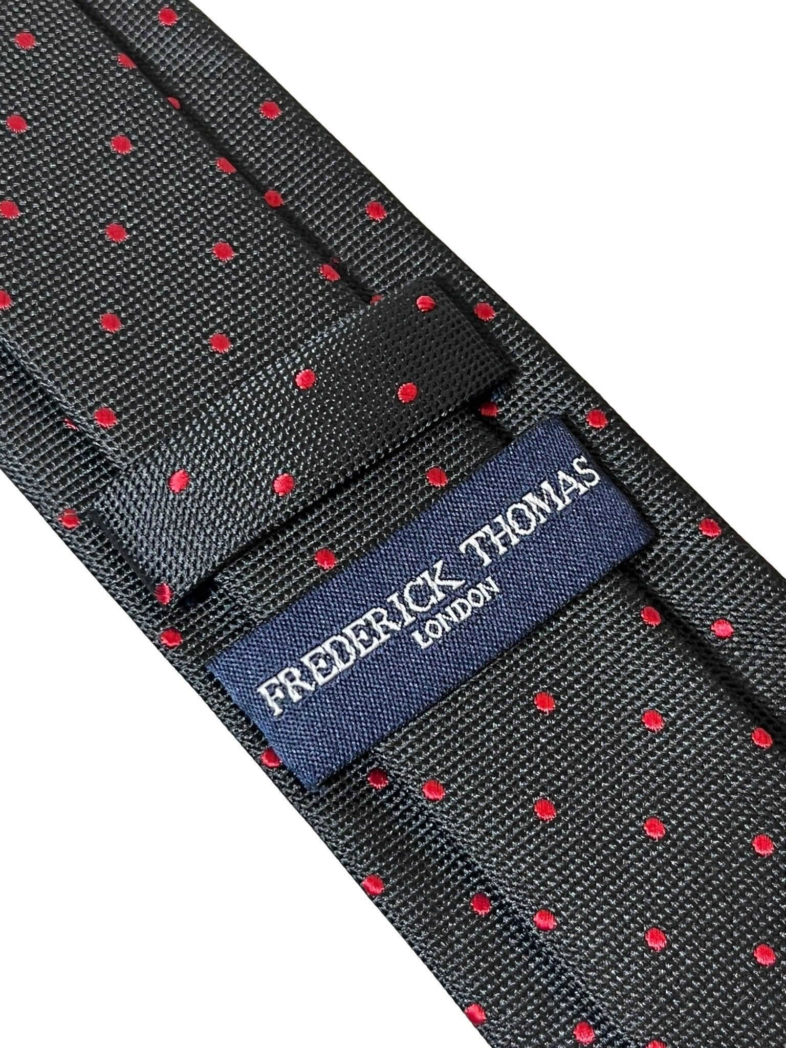 black tie with red pin spot design - Image 4