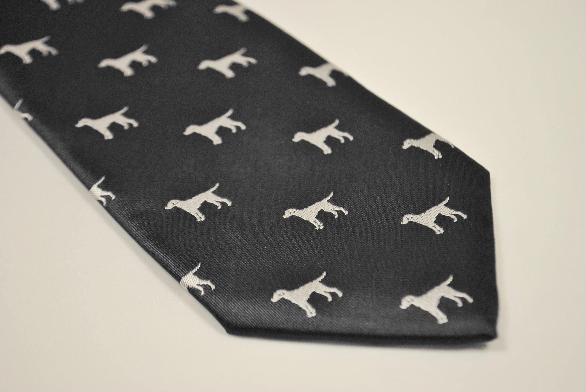 black tie with white dog silhouette design - Image 3