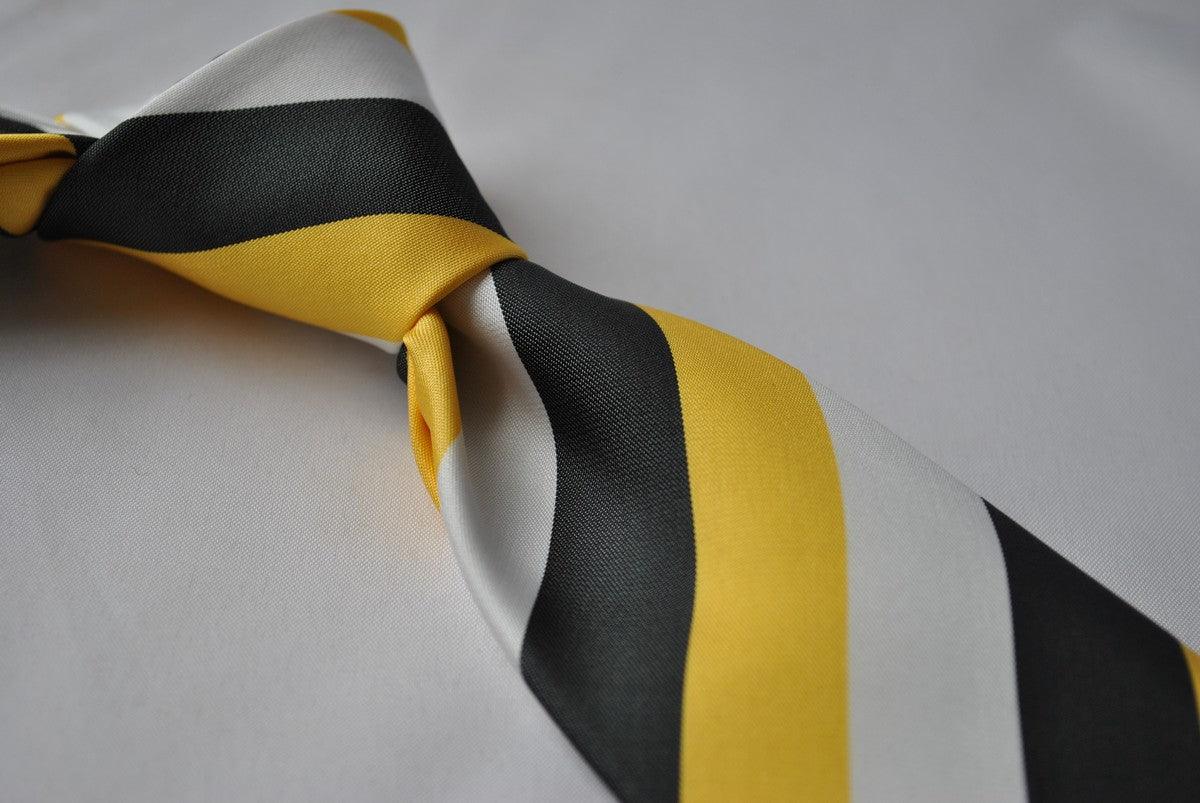 black, yellow and grey striped tie - Image 4