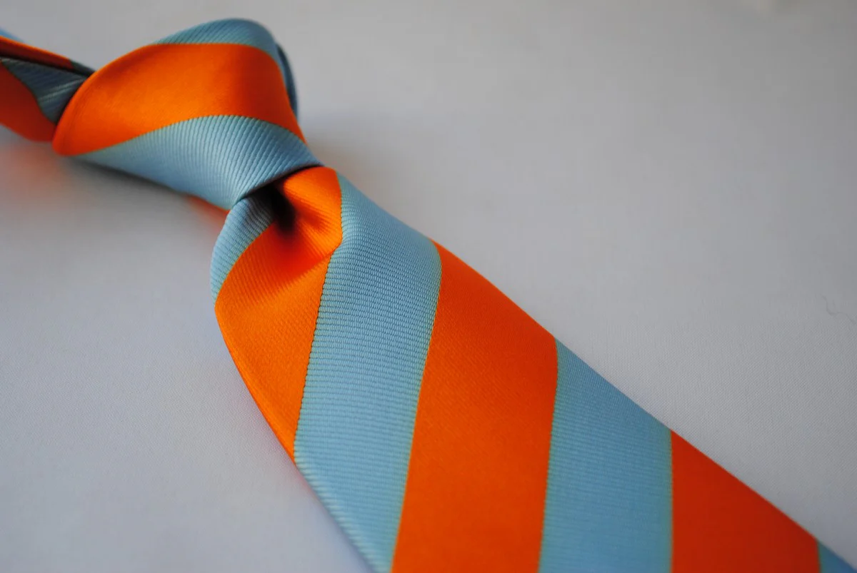 blue and orange barber striped design tie - Image 2