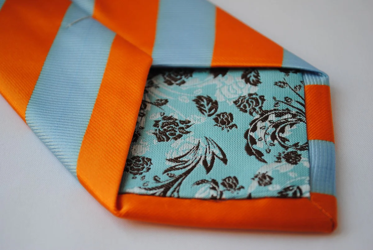 blue and orange barber striped design tie - Image 4
