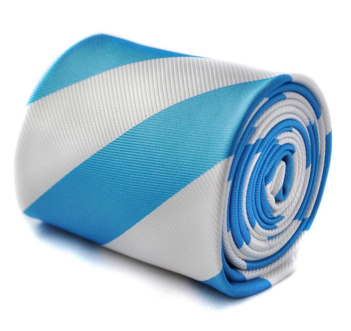 blue and white barber striped tie