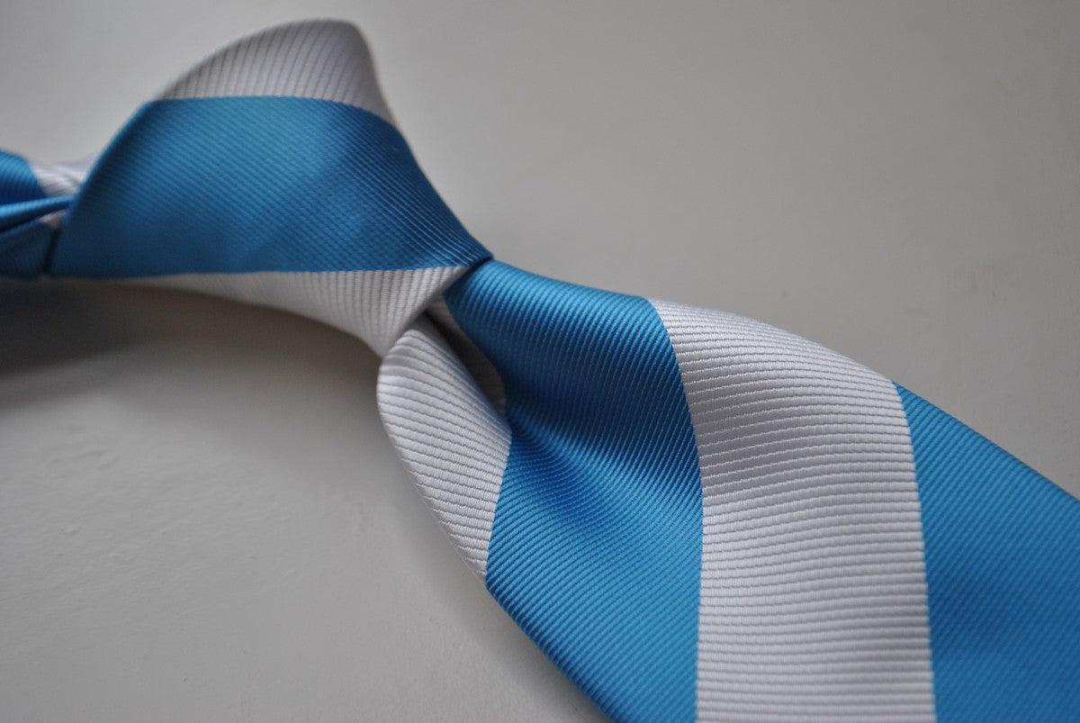 blue and white barber striped tie - Image 2