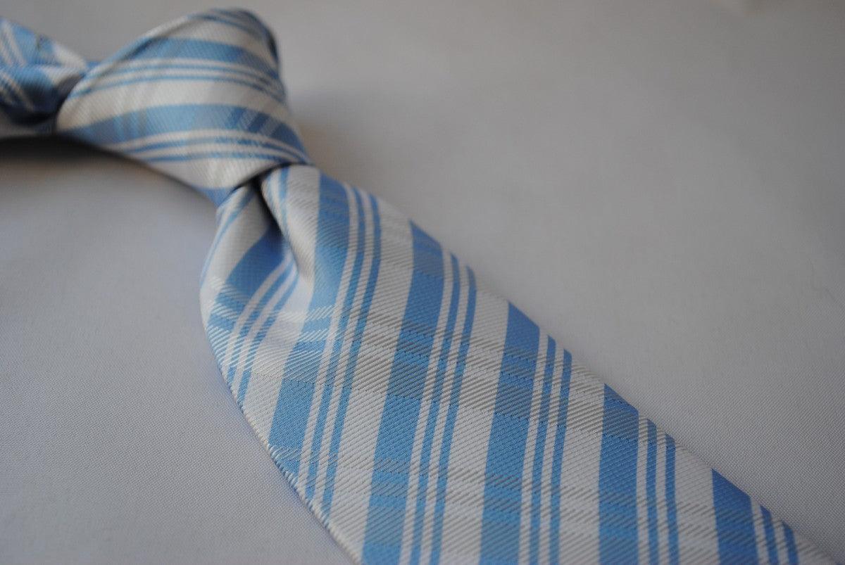 blue and white check design tie - Image 2