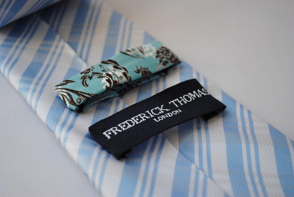 blue and white check design tie - Image 3