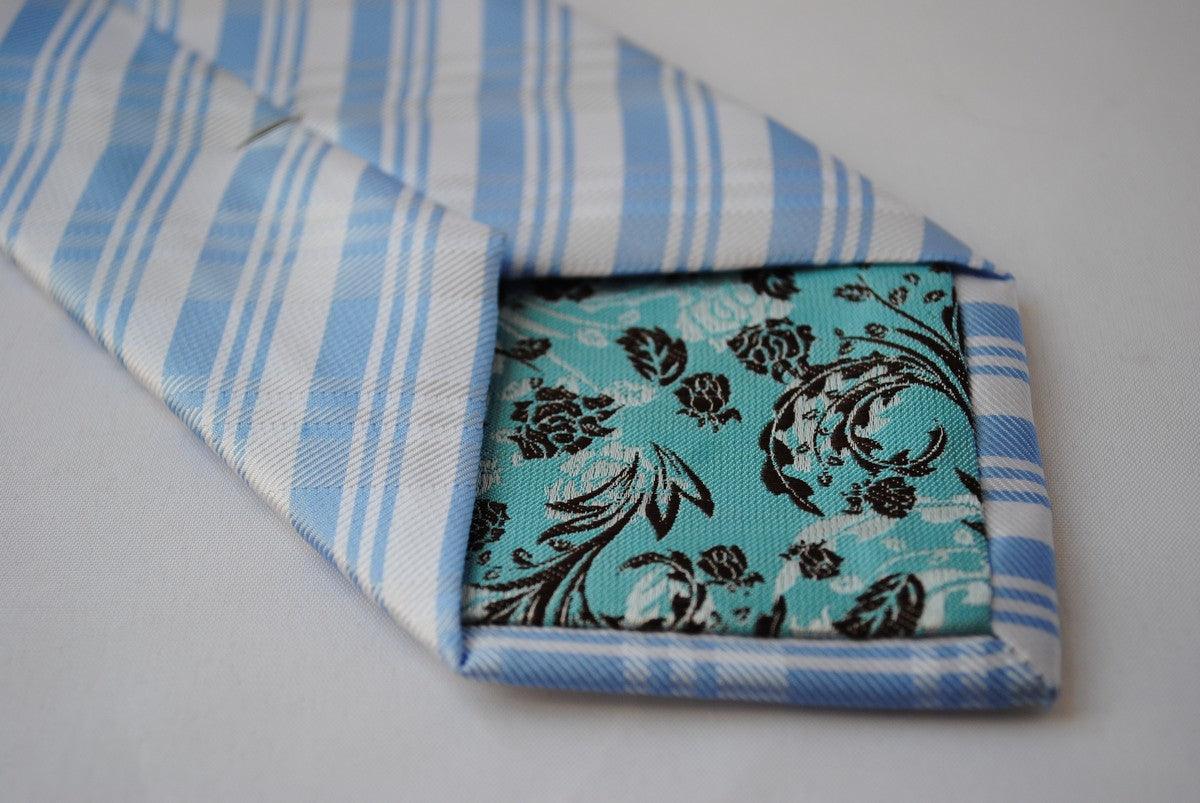blue and white check design tie - Image 4