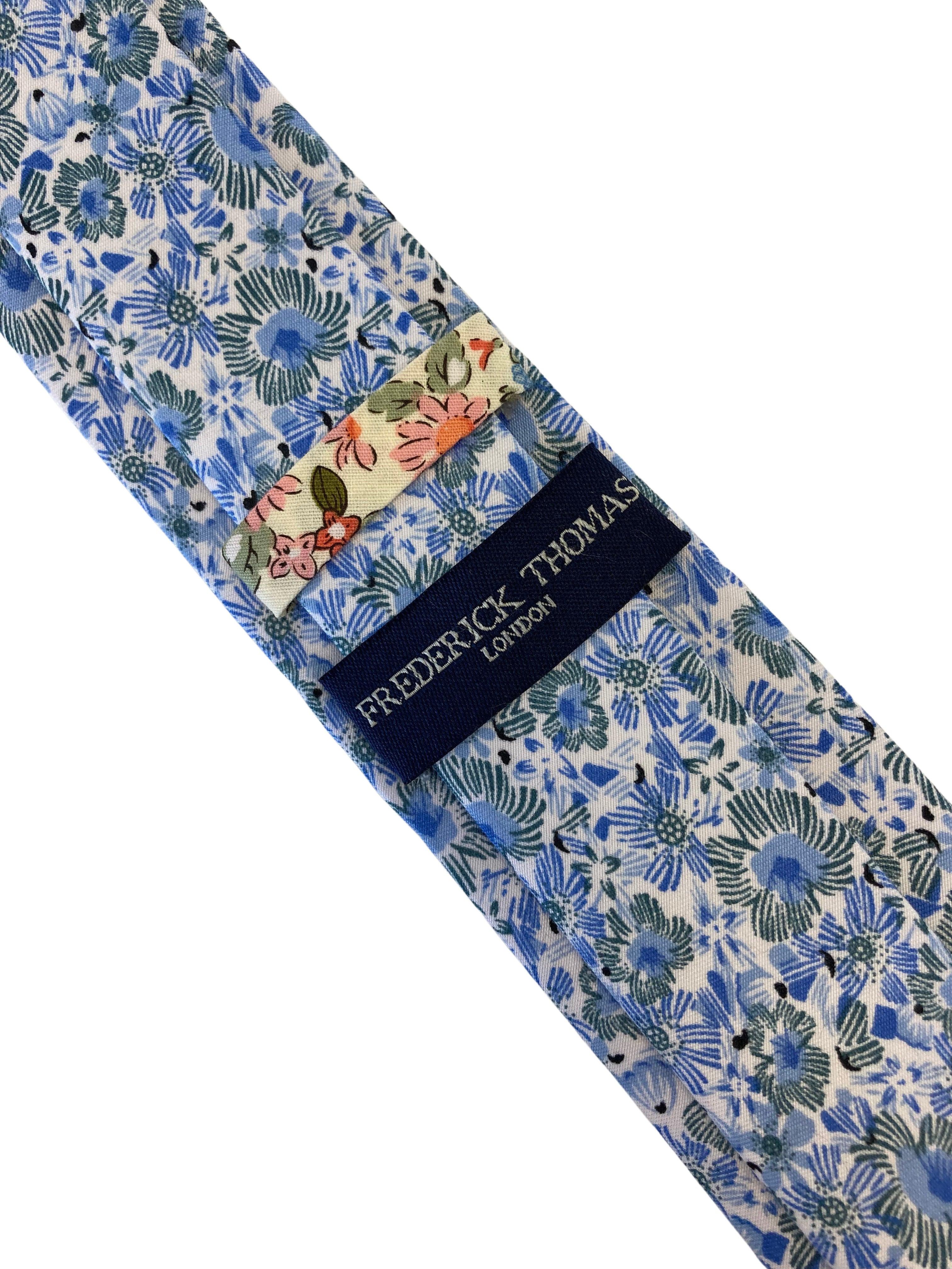 blue floral design mens classic tie - Image 3