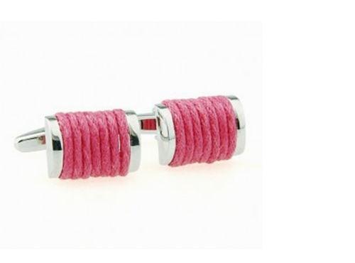 bright pink wool wrapped design cufflinks