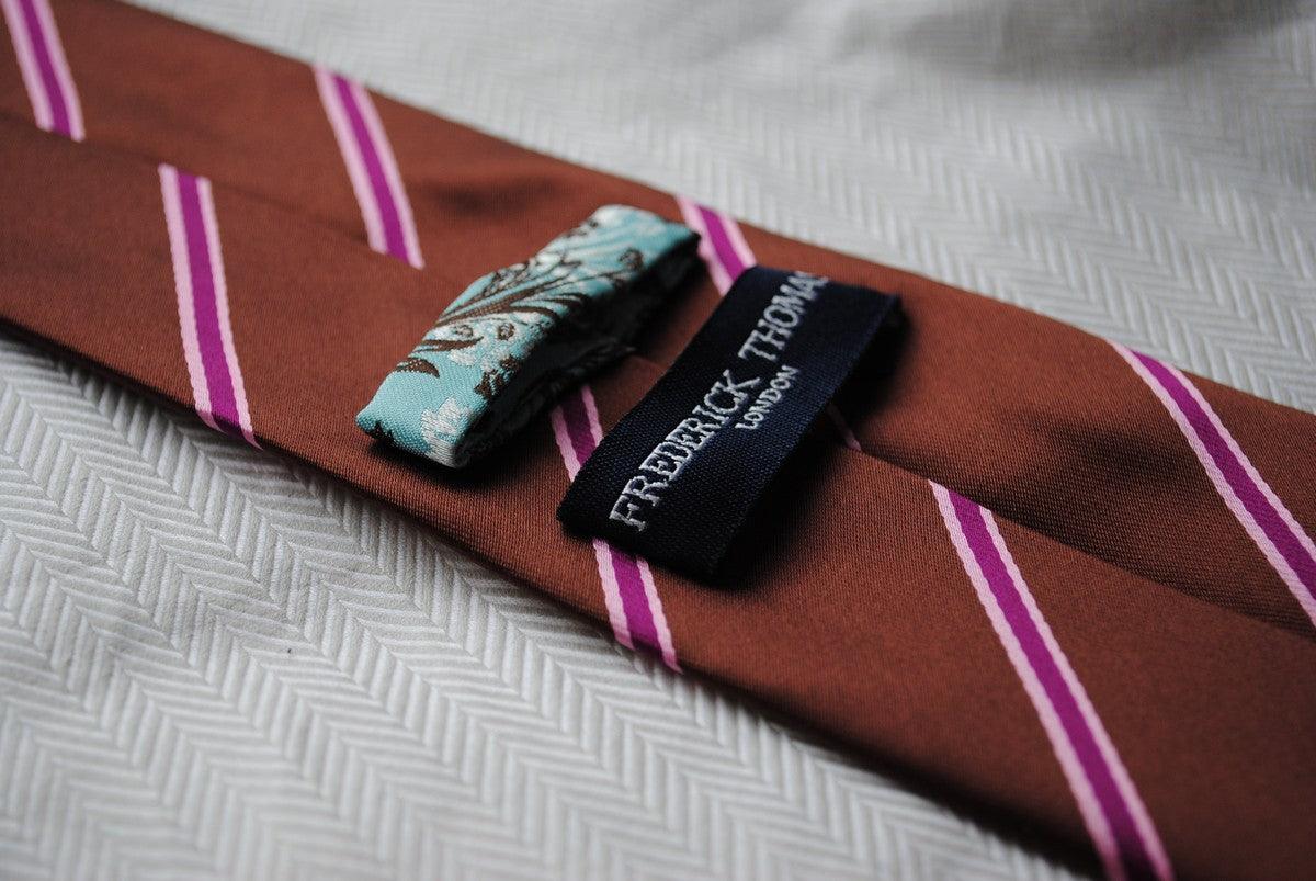 brown tie with pink stripes - Image 3