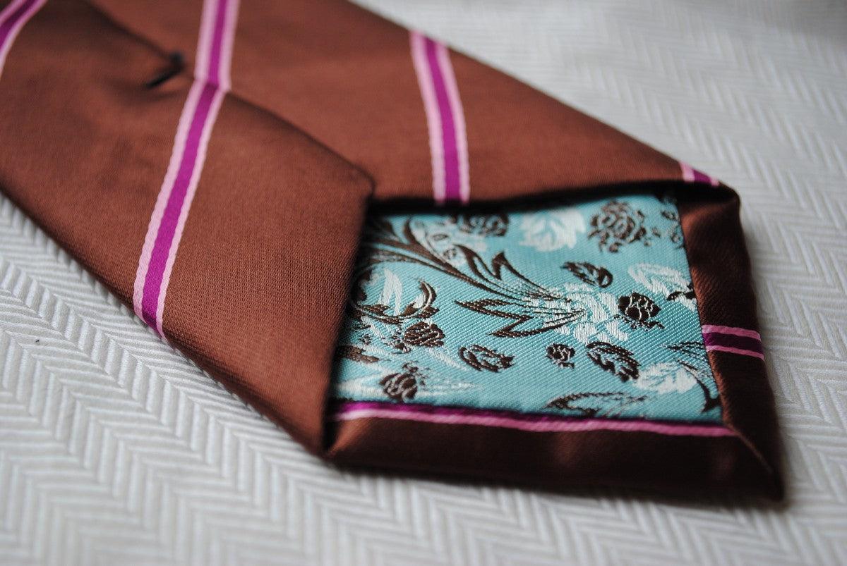 brown tie with pink stripes - Image 4