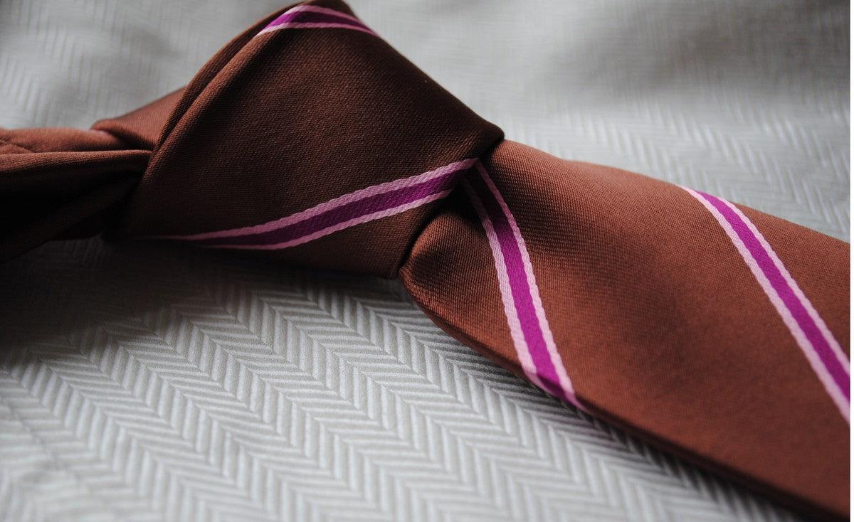 brown tie with pink stripes - Image 5