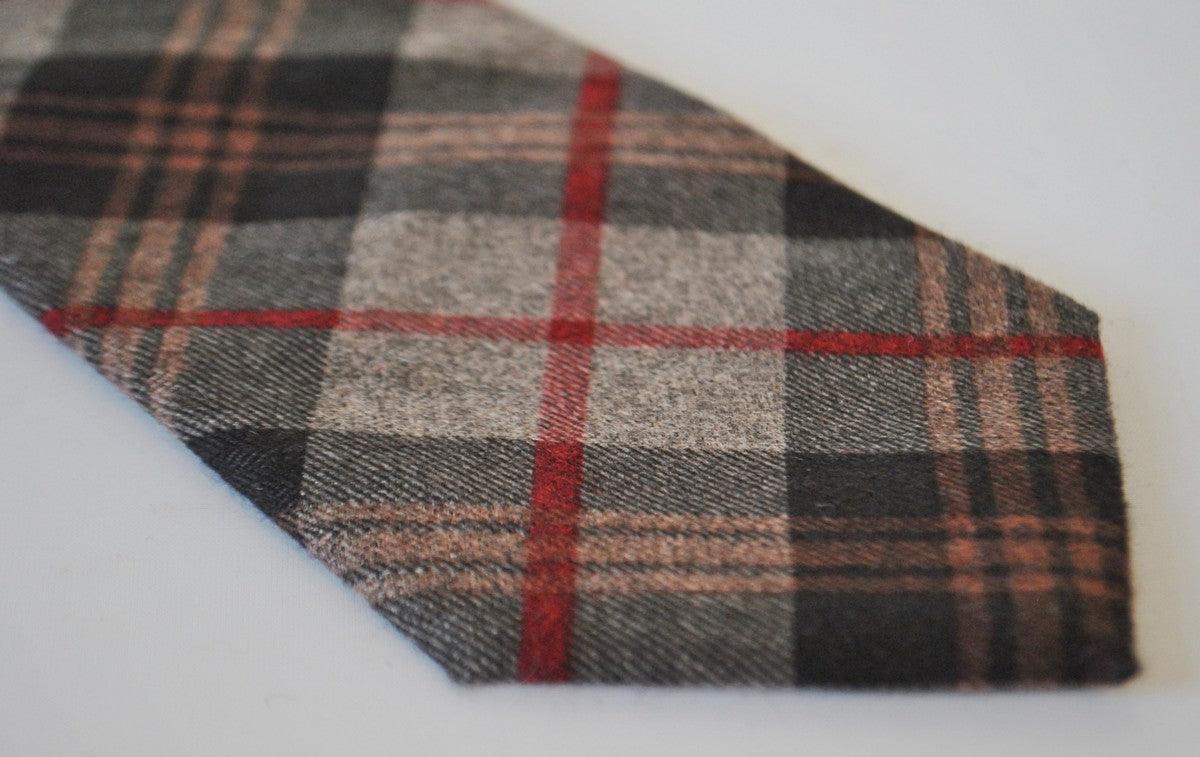 brown and red check tweed wool tie - Image 3