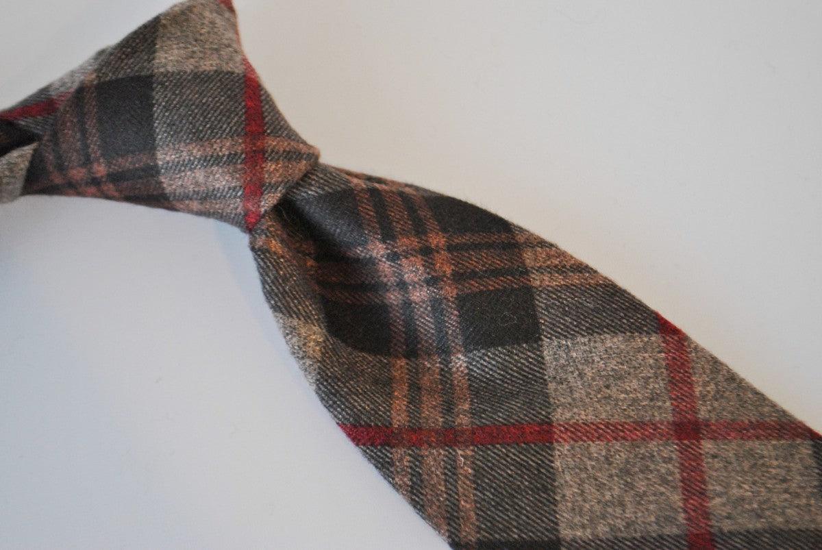 brown and red check tweed wool tie - Image 4