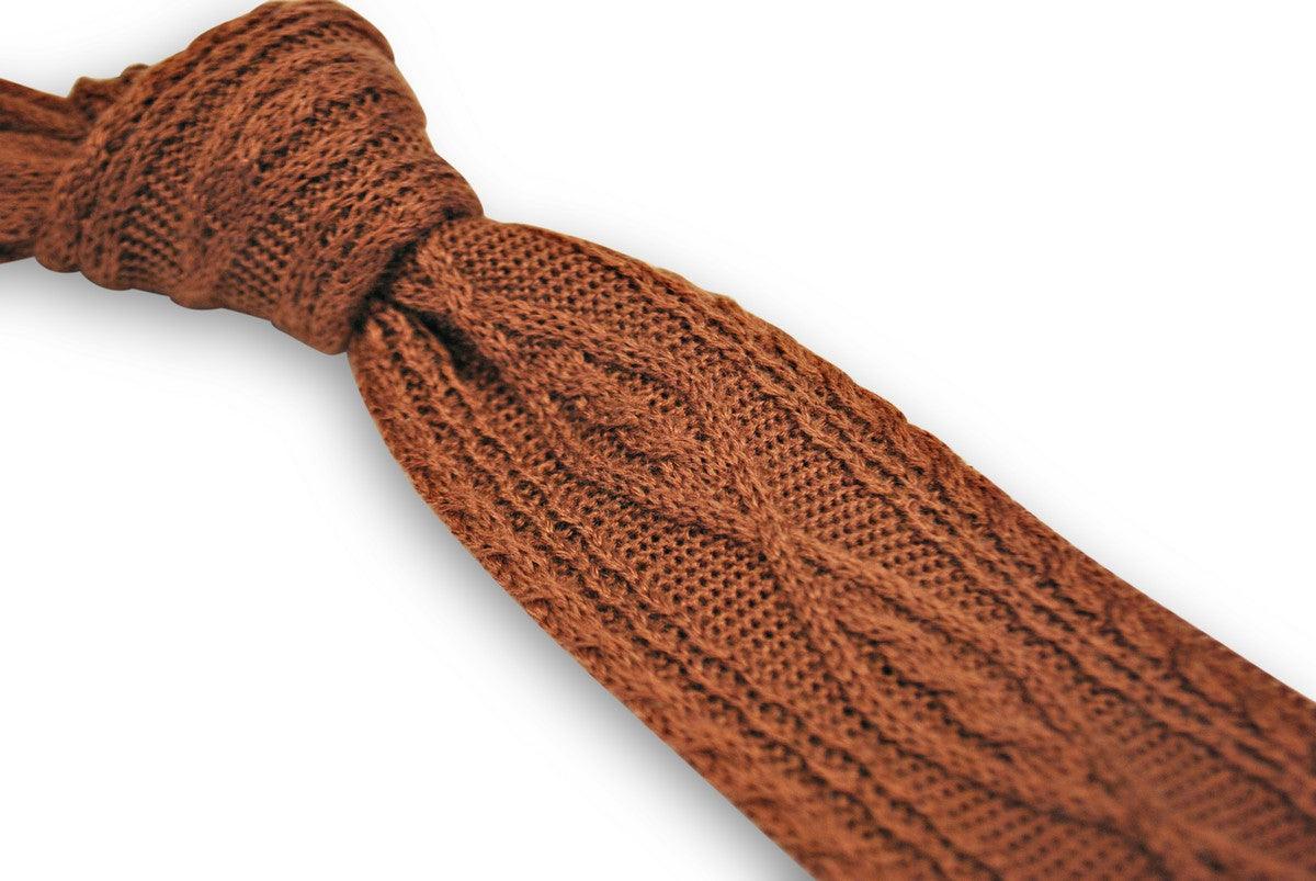 brown cable knit skinny tie - Image 3