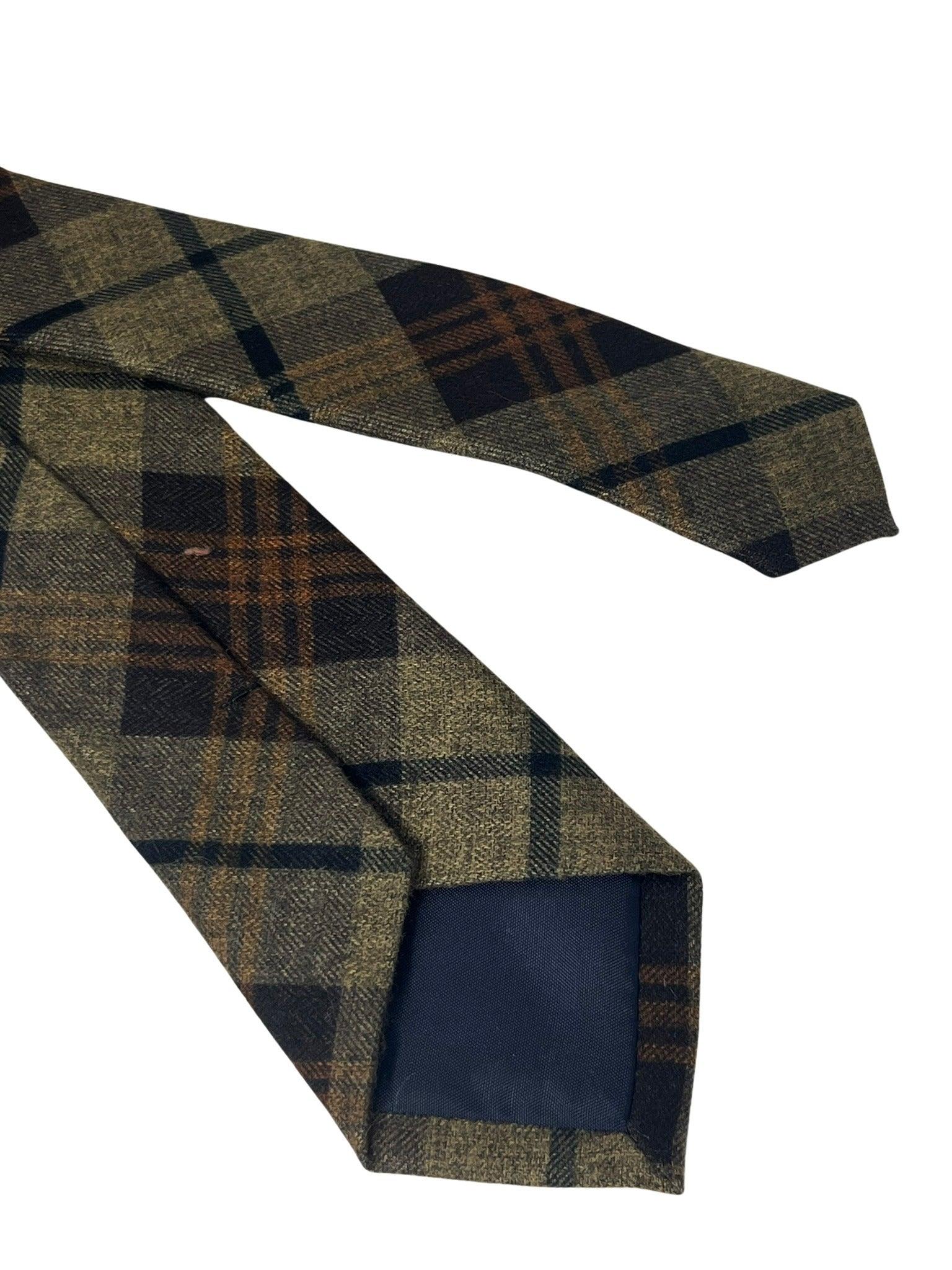 brown check tweed slim wool tie - Image 4