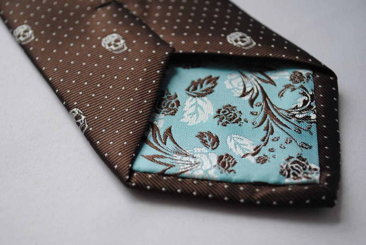 brown skulls design tie - Image 3