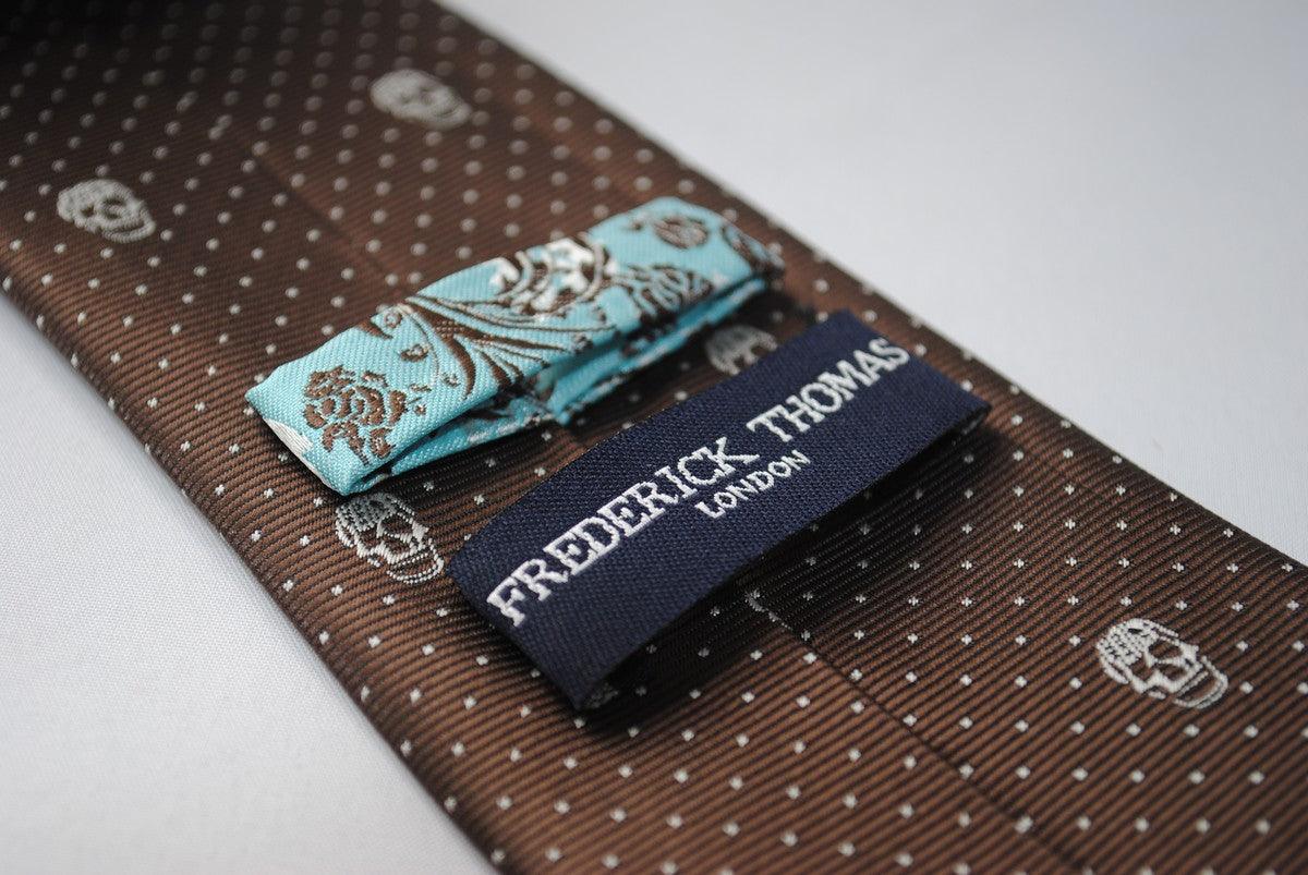 brown skulls design tie - Image 4