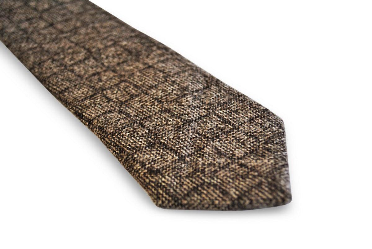 brown squared tweed wool tie - Image 3