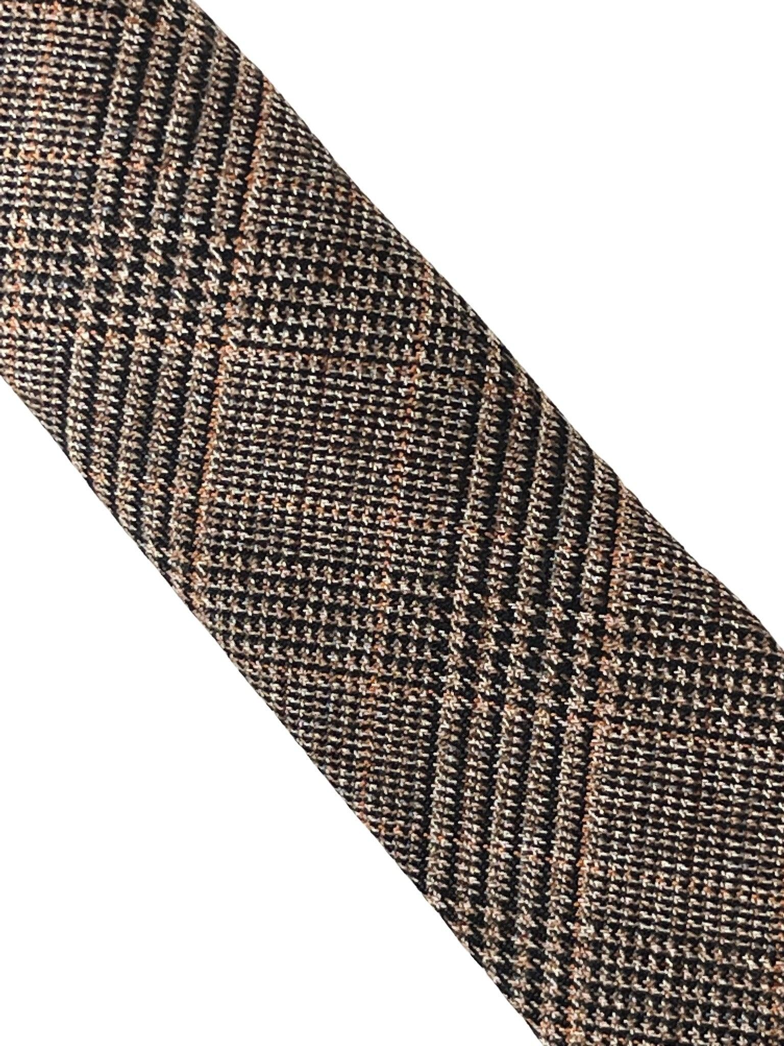 brown tweed check design tie - Image 3