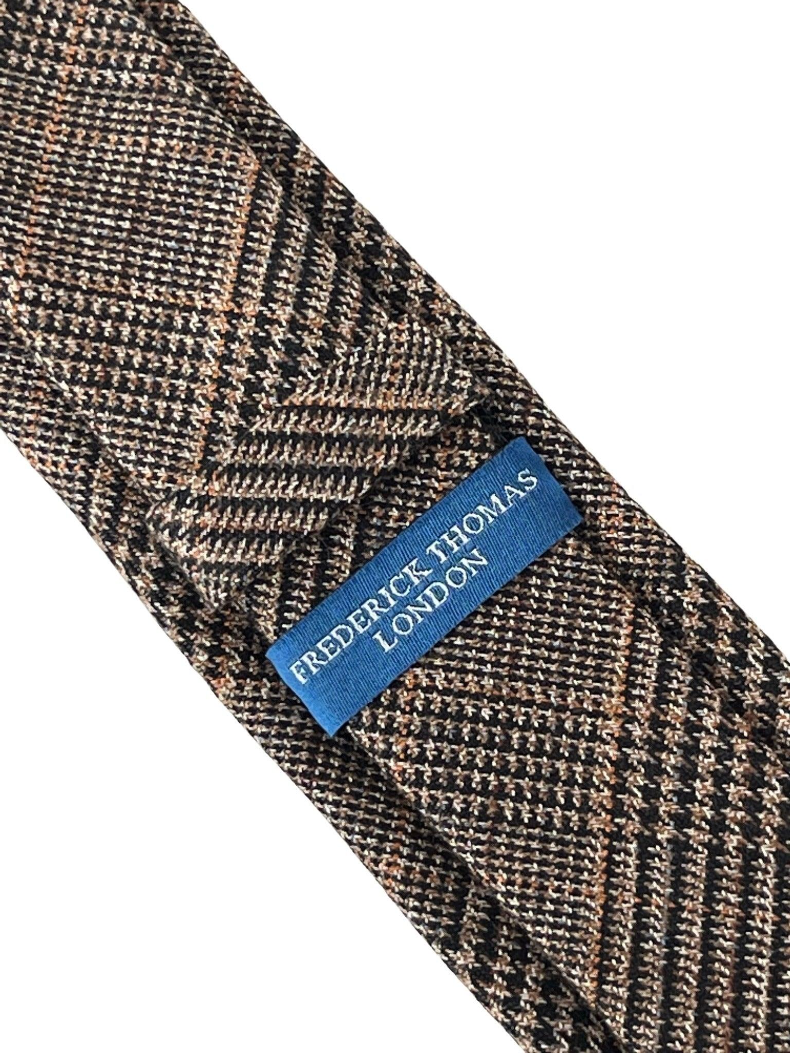 brown tweed check design tie - Image 4