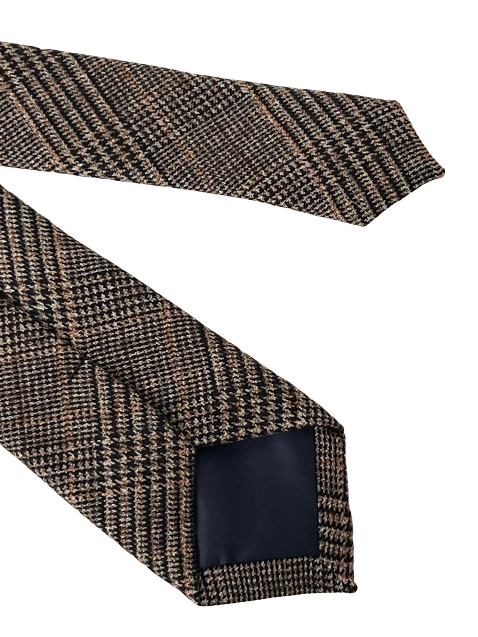 brown tweed check design tie - Image 5