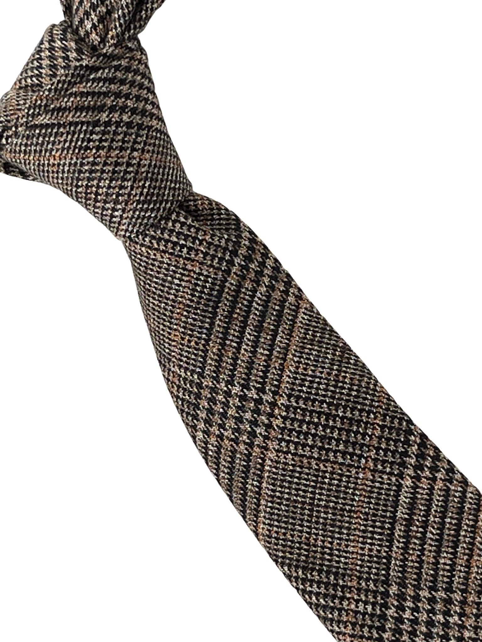 brown tweed check design tie - Image 6