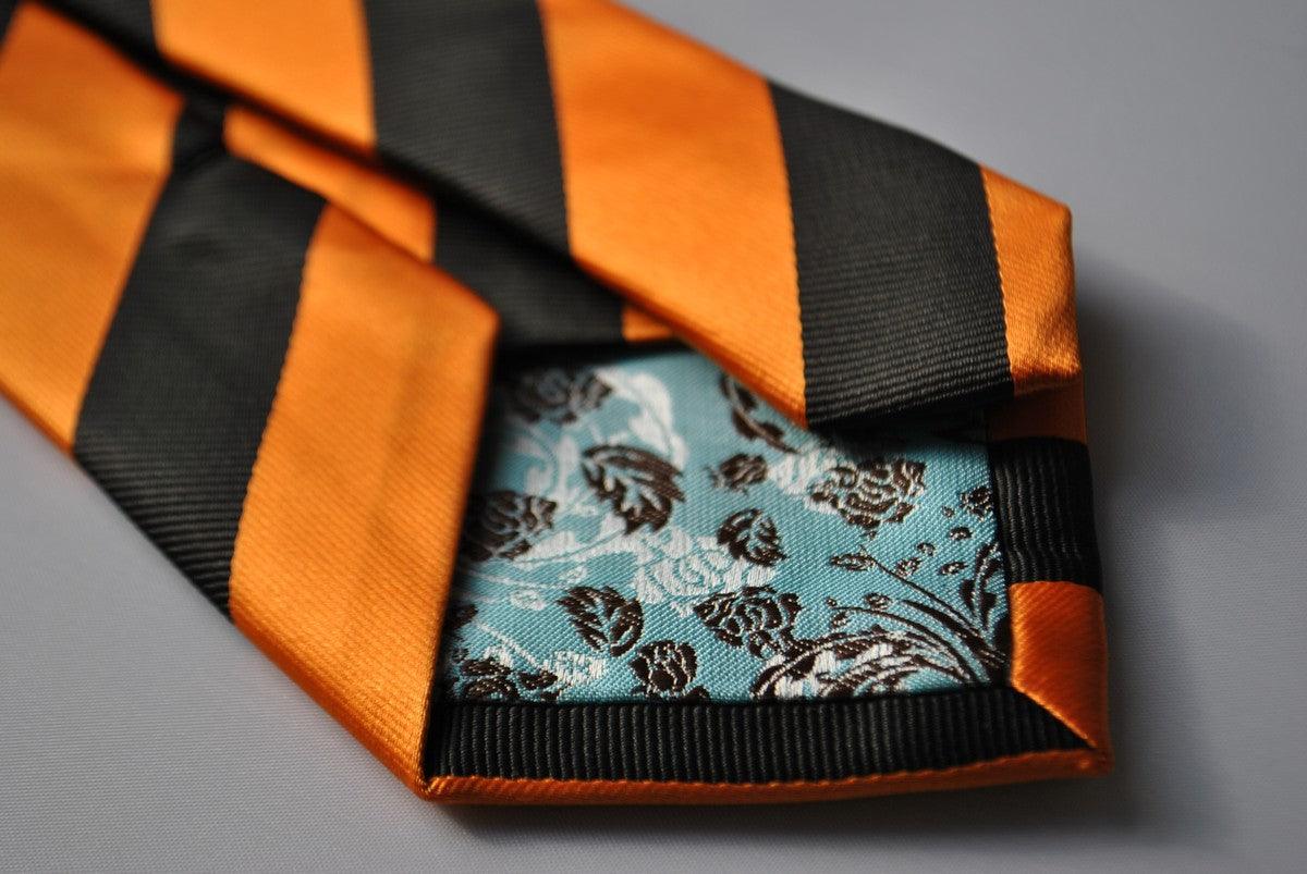 burnt orange and black barber striped tie - Image 4