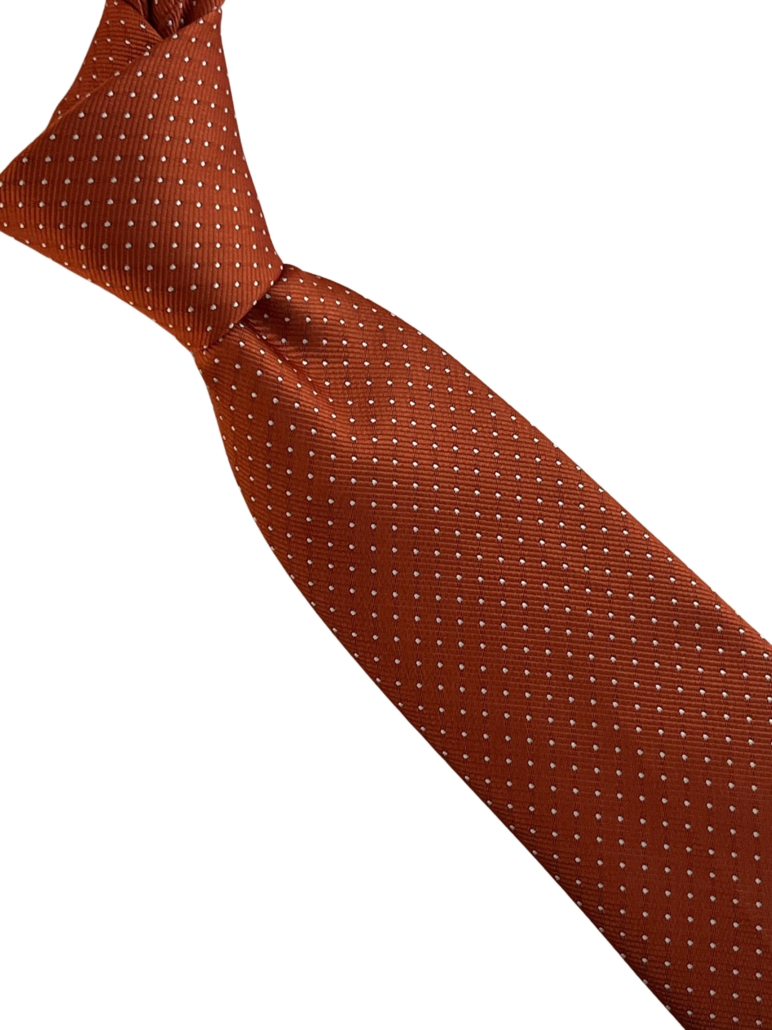 Burnt rustic rusty copper brick orange brown with white pin spots classic tie - Image 5