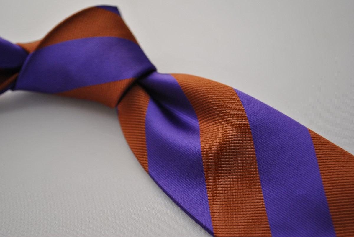 cadbury purple and chocolate brown striped tie - Image 3