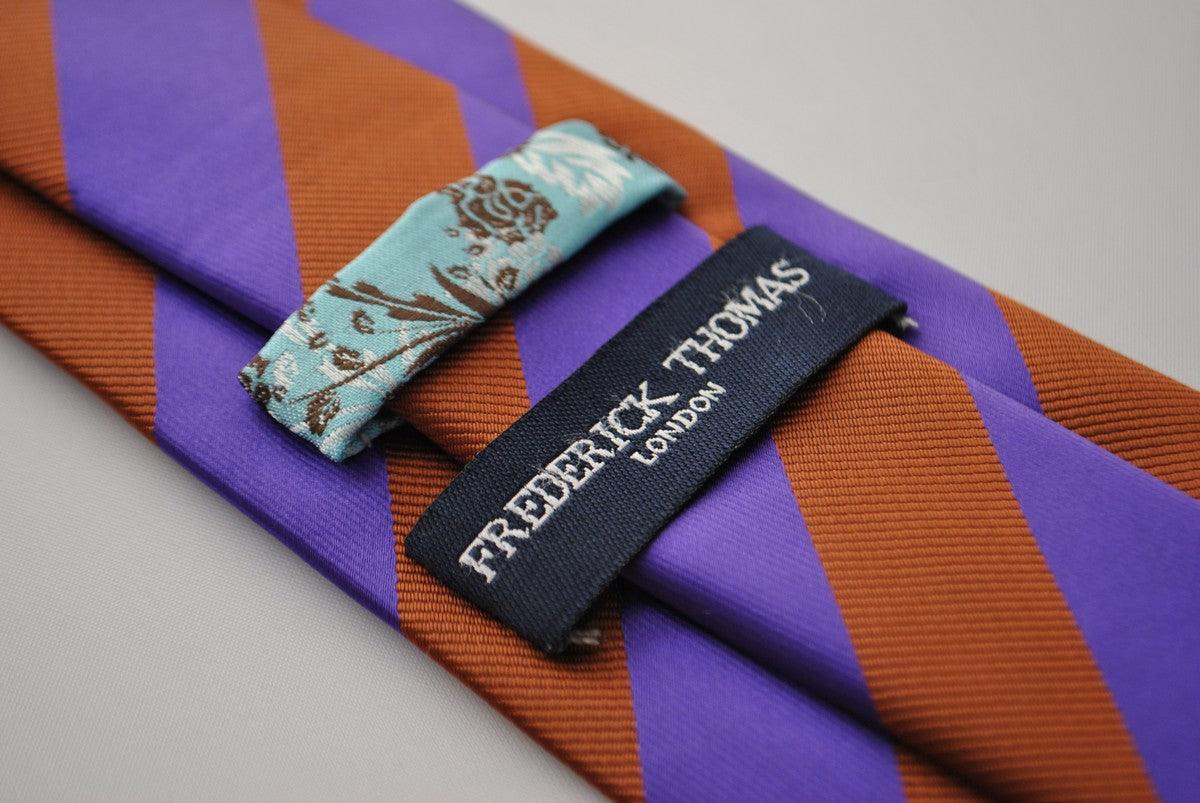 cadbury purple and chocolate brown striped tie - Image 4