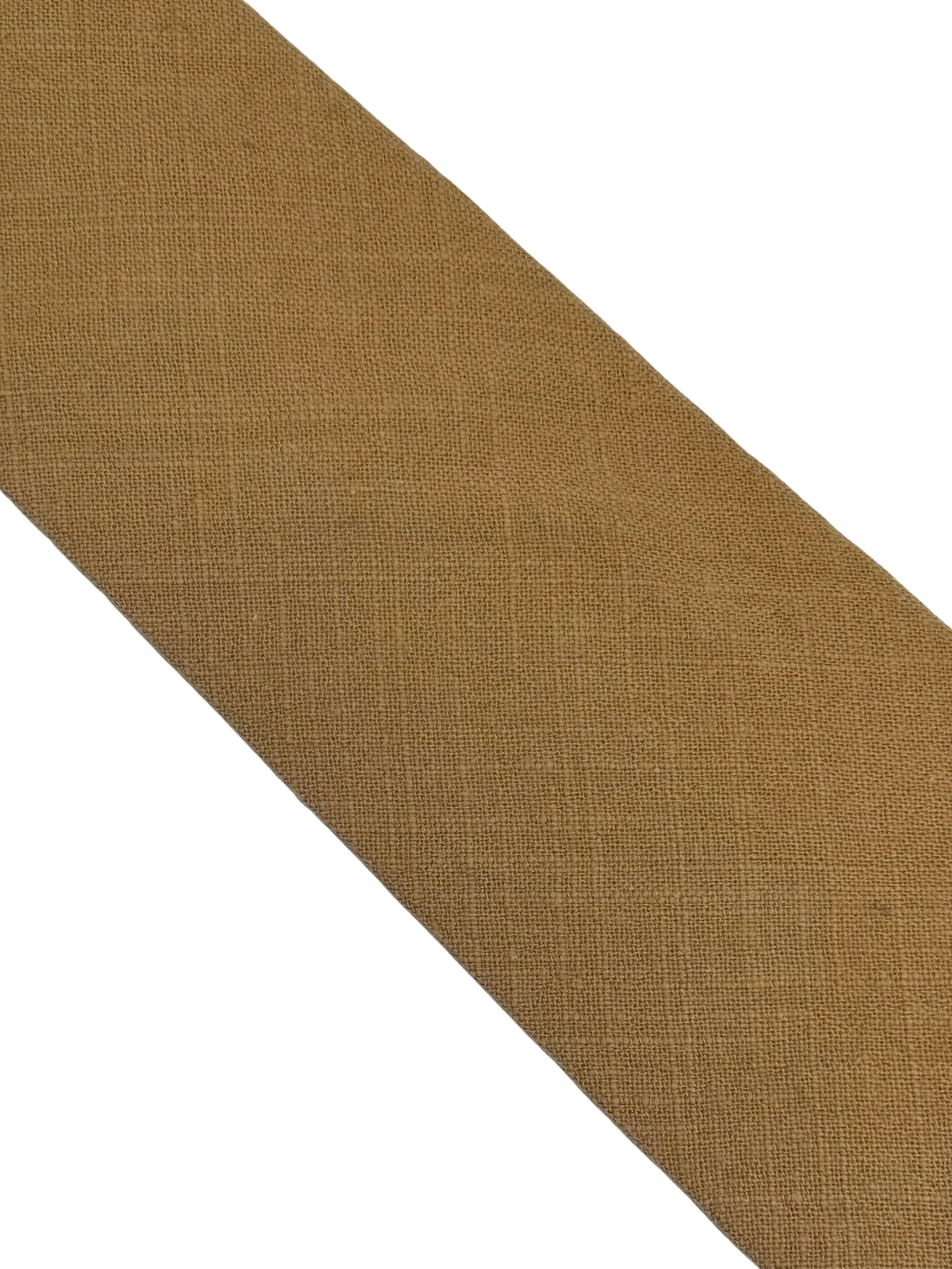 caramel beige plain linen tie - Image 3